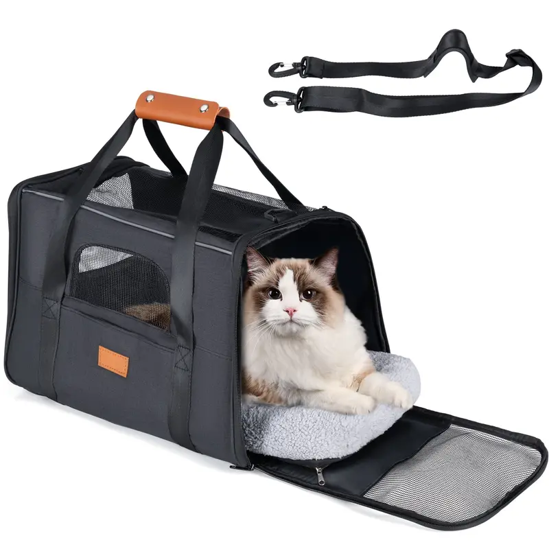 Breathable Soft-Sided Pet Carrier – Travel Bag for Dogs & Cats with Removable Pad & Multi-Access Design (AMCB111)