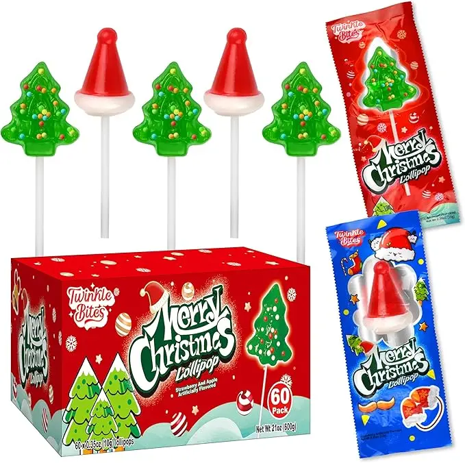 Bulk Christmas Lollipops – 60 Individually Wrapped Holiday Swirl Suckers for Festive Treats