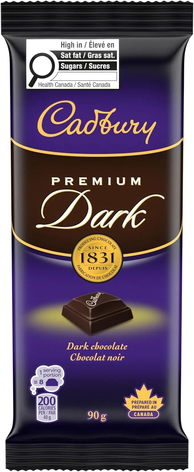 Cadbury Premium Dark Chocolate Bar – 90g Individually Wrapped