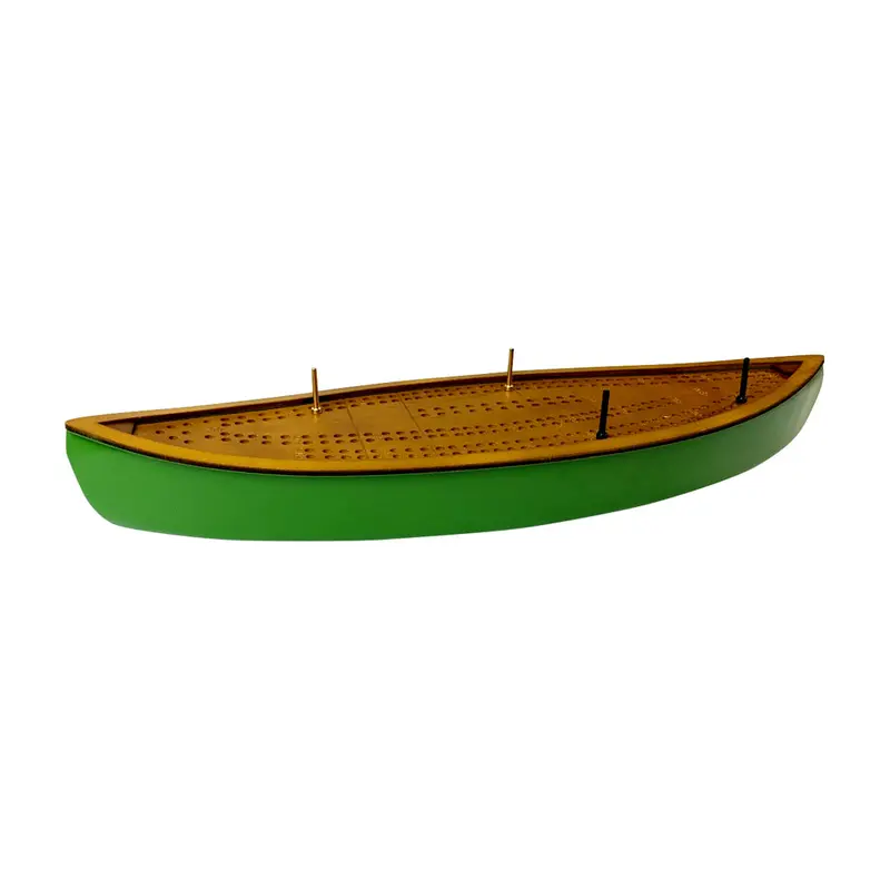Canoe Cribbage Board – Traditional Wooden Game with Metal Pegs