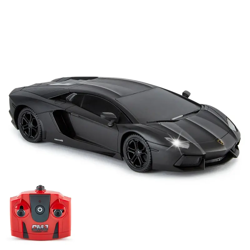 CMJ 1:24 Lamborghini Aventador LP700-4 RC Car – Black, 2.4GHz Control with LED Headlights
