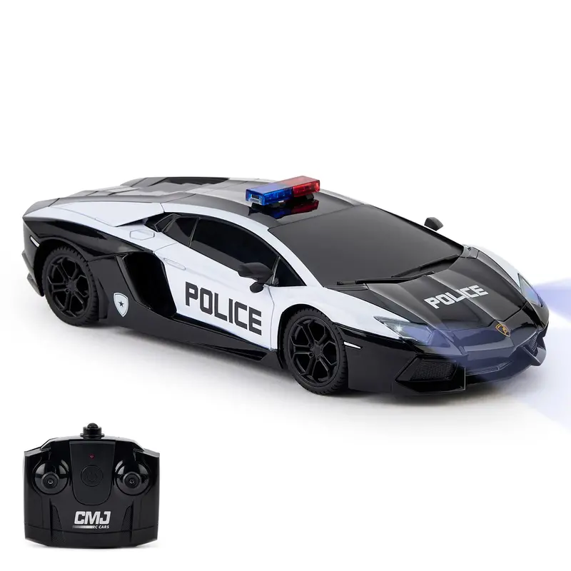 CMJ 1:24 Lamborghini Aventador Police Edition RC Car – 2.4GHz Remote & LED Headlights