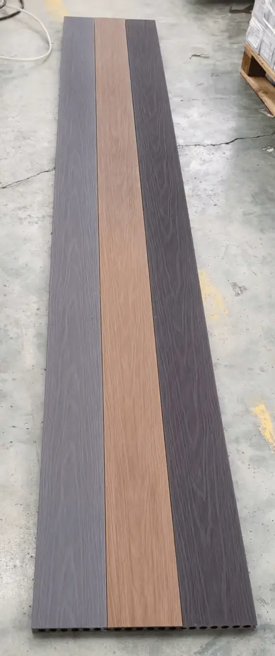 Co-Extruded WPC Decking Boards – 4-Pack Composite Planks (5.5″ x 0.9″ x 114″) in Charcoal, Teak, or Light Gray – Covers 17.44 sq ft