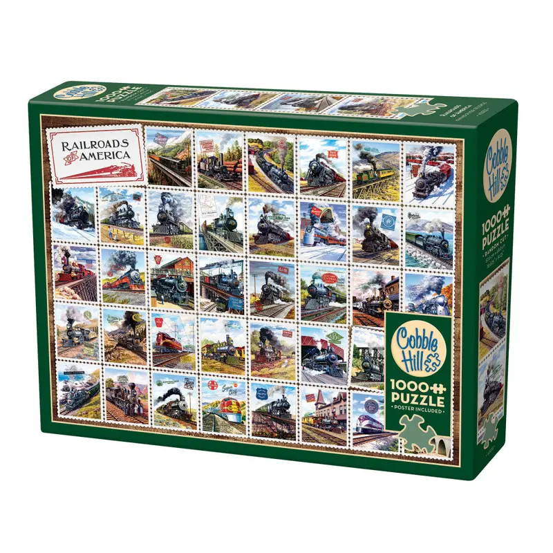 Cobble Hill Railroads of America 1000-Piece Premium Jigsaw Puzzle + Reference Guide