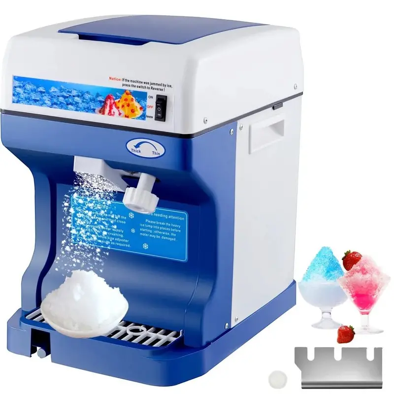 Commercial-Grade Shaved Ice Machine: 265 lbs/hr Output with Adjustable Blade & Reverse Function