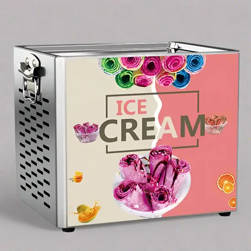 Commercial Stainless Steel Rolled Ice Cream Machine – 180W IMR0330 Food Prep Unit