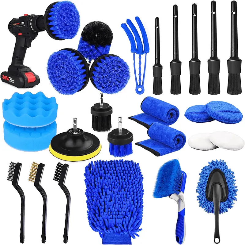 Comprehensive Auto Detailing Kit – 26-Piece Brush & Buffing Sponge Set