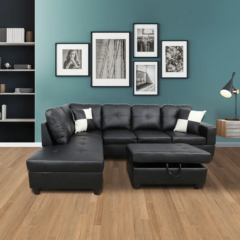 Configurable L-Shaped Sectional Sofa with Ottoman – Modern Plush Design, Left/Right Facing Options, Durable Frame BT1688
