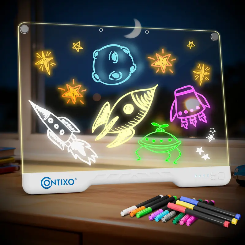 Contixo LED Drawing Board – 16-Inch Rechargeable Tablet with 10 Light Modes