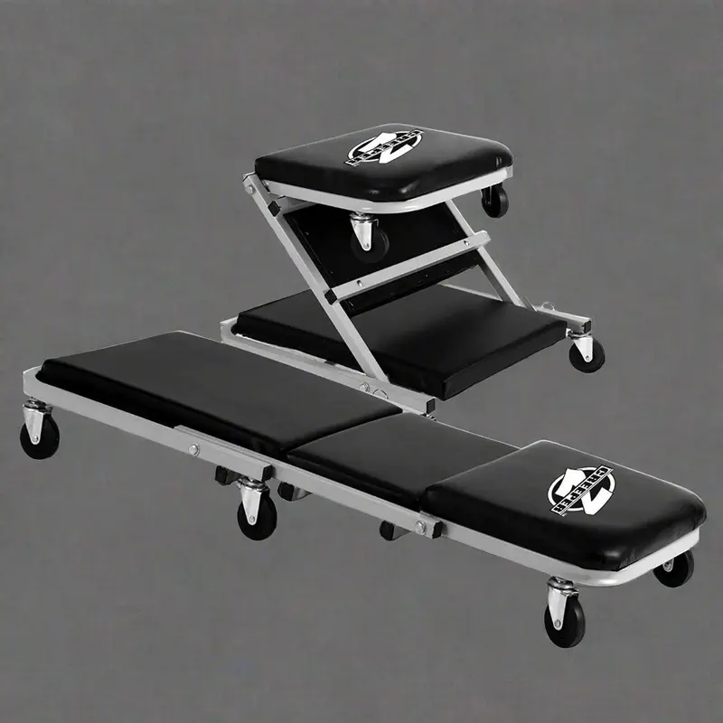 Convertible Mechanics Creeper Seat – Heavy-Duty 6-Wheel Rolling Garage Repair Cart | S1066