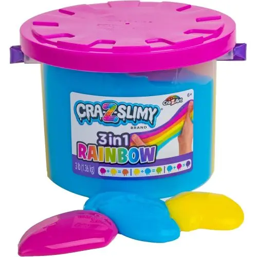 Cra-Z-Slimy Rainbow Slime Bucket – 3lb Tri-Color (Pink, Yellow, Blue)
