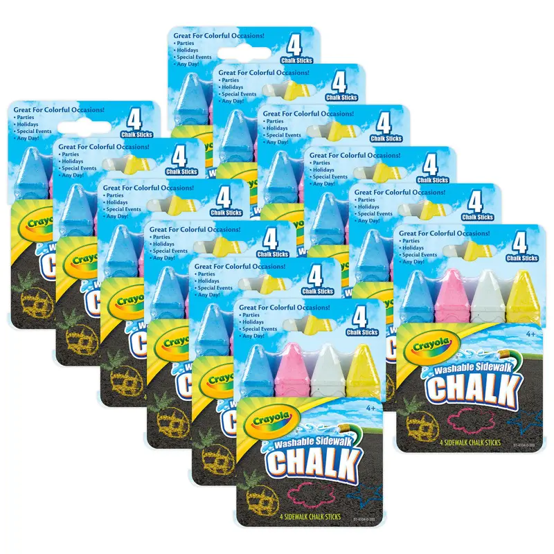 Crayola Outdoor Washable Sidewalk Chalk – Bulk Pack: 48 Sticks (12 × 4)