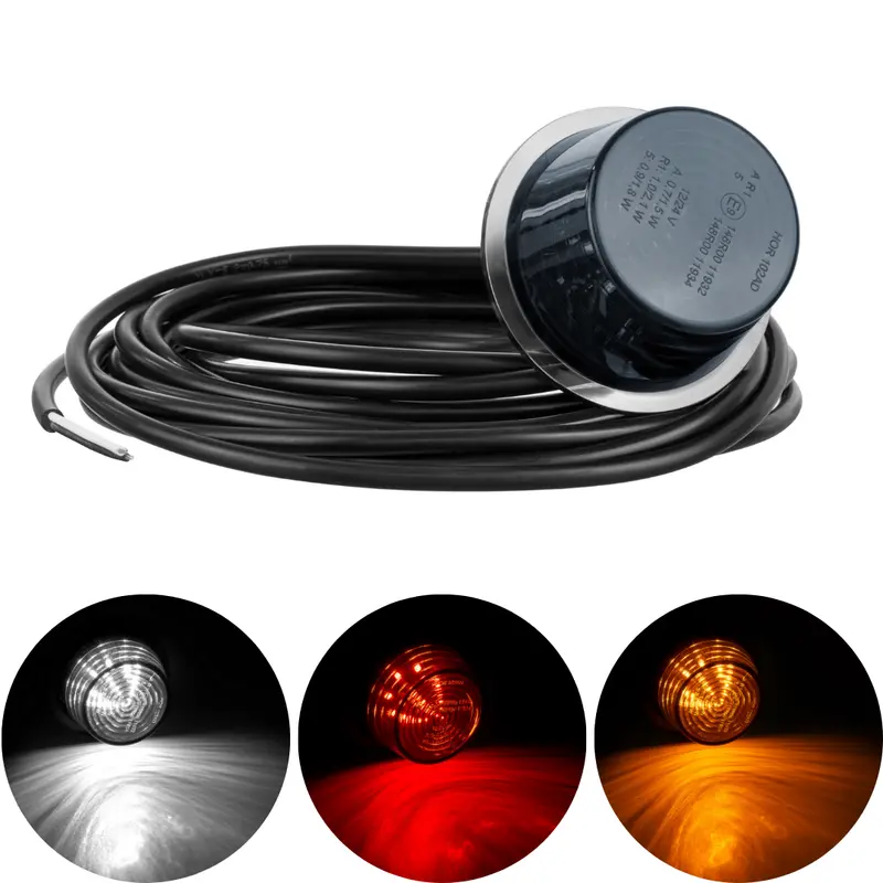 Dark-Lens Vintage-Style Danish LED Marker Light Inserts — 5-Meter Cable Included