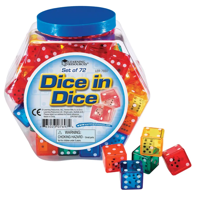 Dice-in-Dice Bucket – 72-Piece Colorful Math Learning Tool