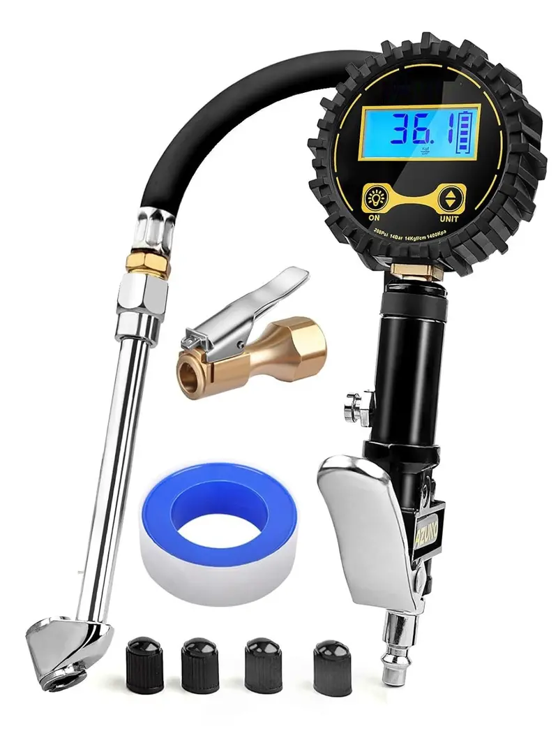 Digital 200 PSI Tire Inflator – Precision Pressure Gauge with Industrial Air Chuck for Accurate Inflation
