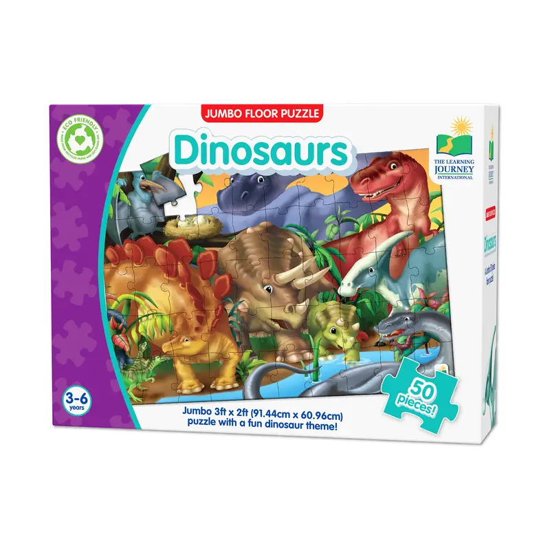 Dinosaur Expedition Jumbo Floor Puzzle – 50-Piece Prehistoric Learning Puzzle