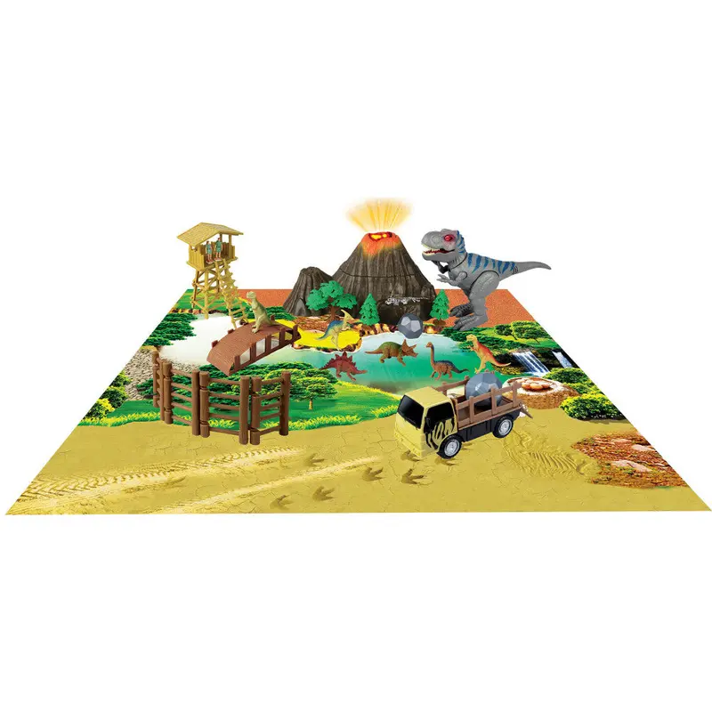 DinoWorld Walking T. rex & Glow Volcano Adventure Playset for Kids