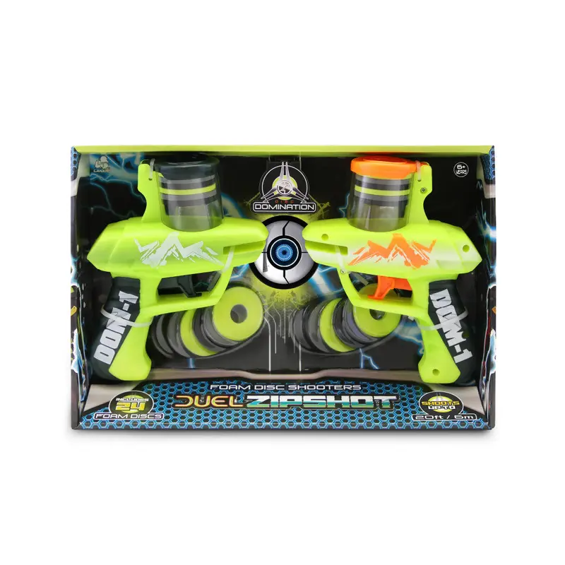 Disc Domination Duel Zip Shot Foam Disc Launchers – 2-Pack Set