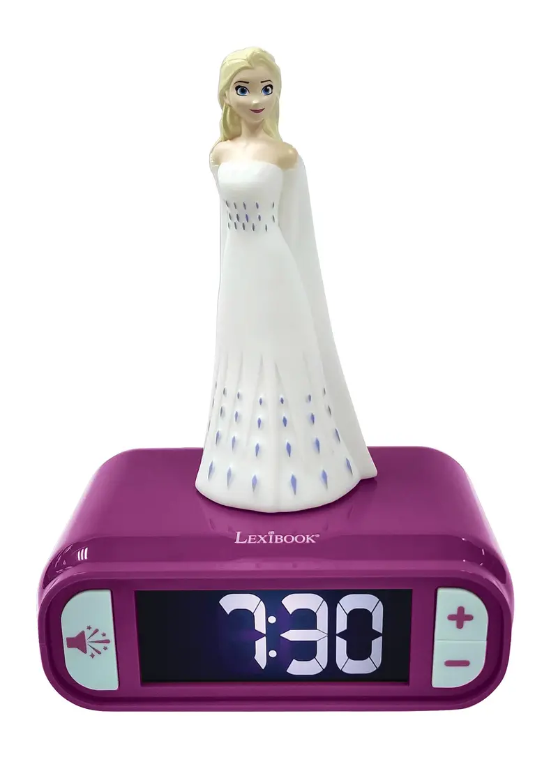 Disney Frozen Digital Alarm Clock Featuring Elsa & Anna, Night Light, and Melodic Tunes