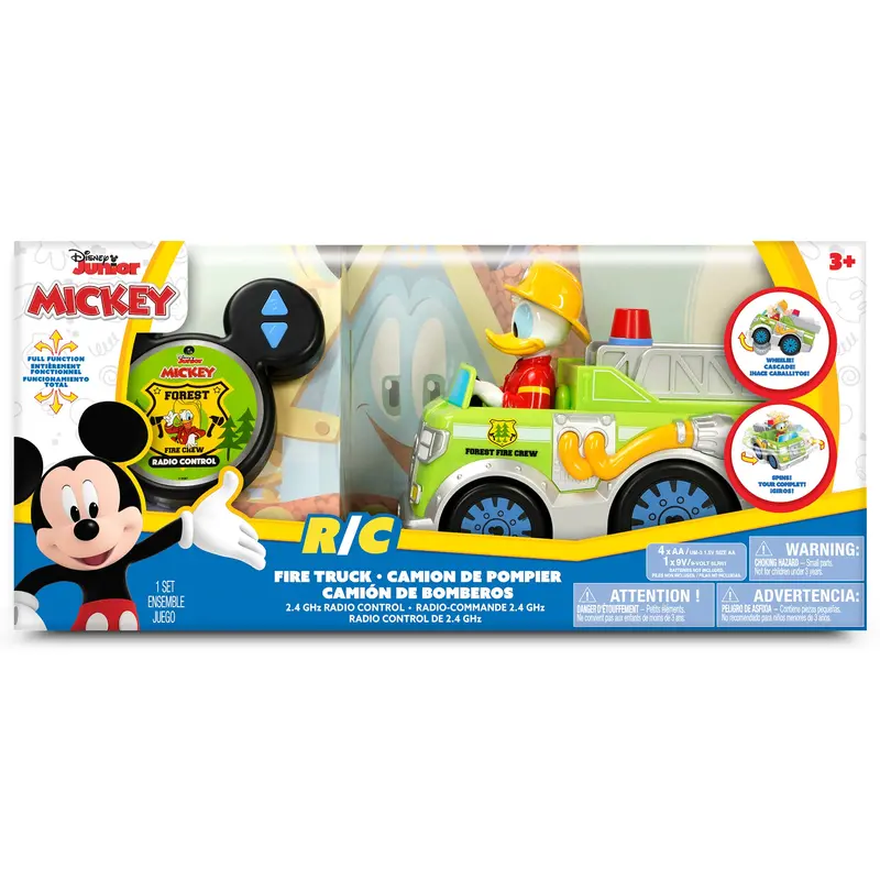 Disney Junior Remote-Controlled Donald Duck Firetruck – Light-Up Ride-On Vehicle (Green)