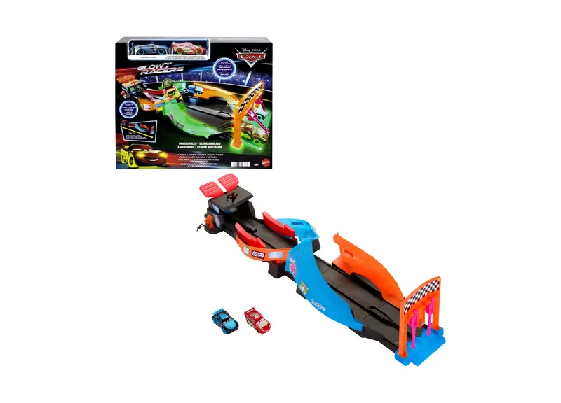 Disney Pixar Cars Glow Racers Criss-Cross Track Set with Lightning McQueen and Jackson Storm