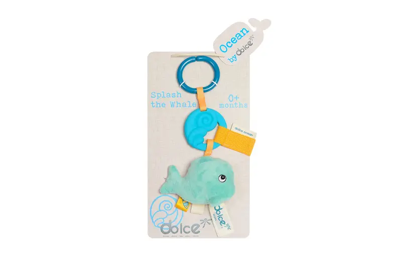 Dolce Splash the Whale Teether – Textured Infant Toy with Squeaker and Soothing Design