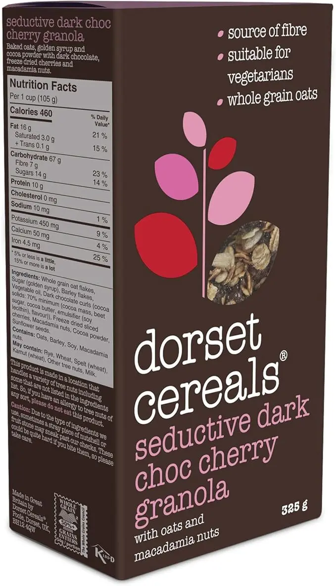 Dorset Cereals Dark Chocolate & Cherry Granola – Premium Crunchy Breakfast Mix, 325g