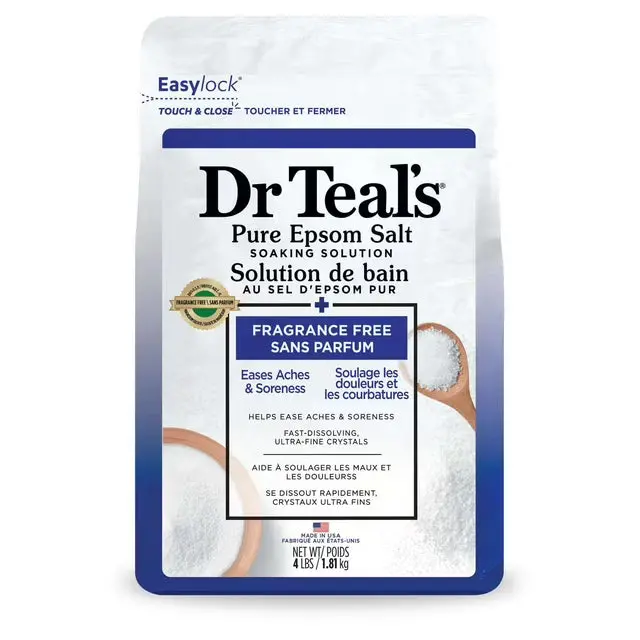 Dr. Teal’s Fragrance-Free Pure Epsom Salt Soak – 1.81kg Muscle-Relieving Bath Crystals