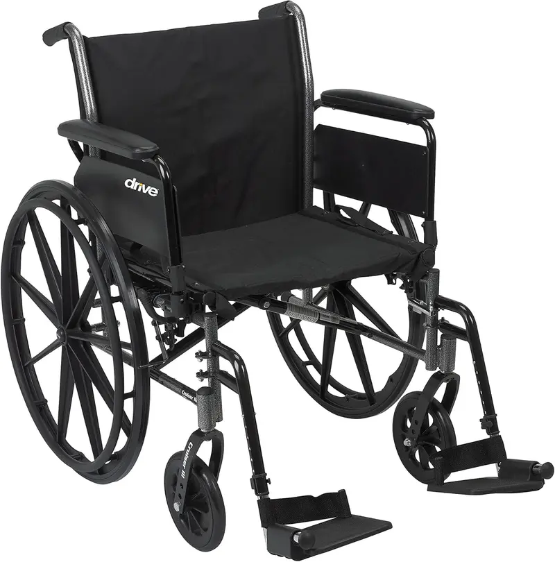 Drive Medical Cruiser III Lightweight Transport Wheelchair – Flip-Back Arms, 20-Inch Wheels