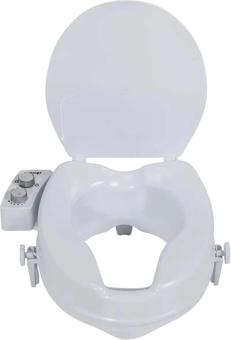Drive Medical PreserveTech Raised Toilet Seat with Built-In Ambient-Temperature Bidet Sprayer