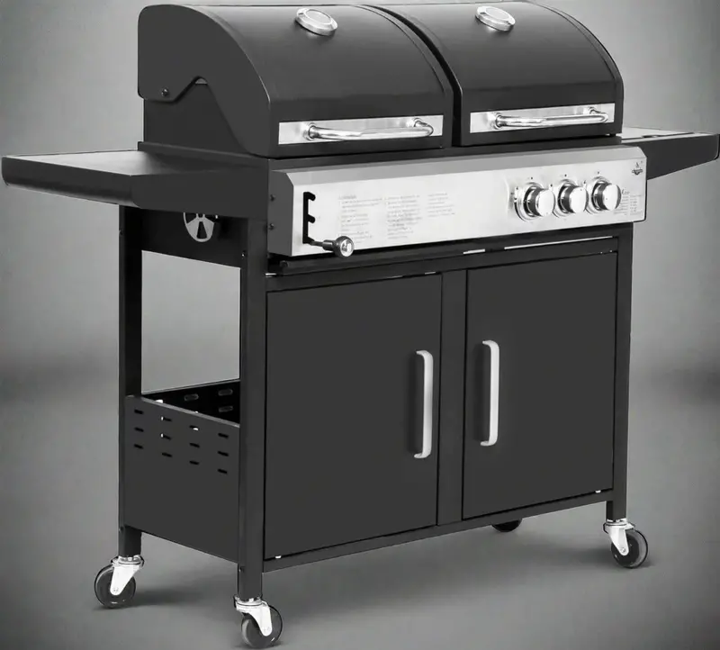 Dual-Fuel BBQ Grill – Propane and Charcoal Combo with Side Burner (Model 923403)