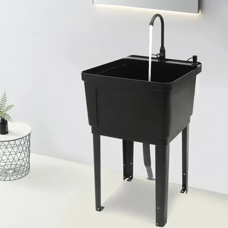 Durable Freestanding Laundry Tub with Built-In Faucet – Heavy-Duty Utility Sink for Garage or Basement