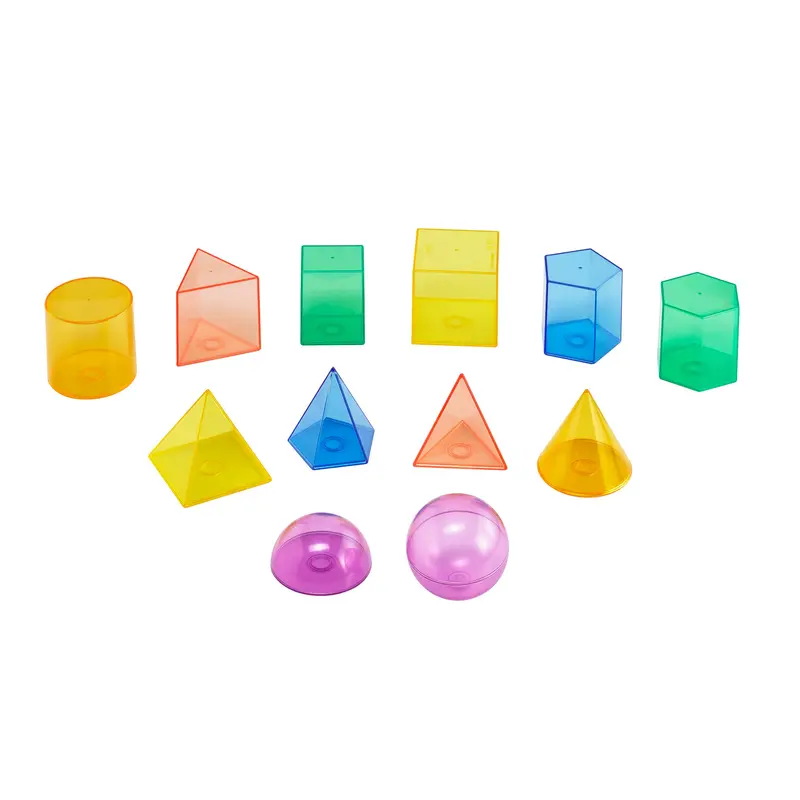 edxeducation Transparent 3D Volume Geometry Kit – 12-Piece STEM Learning Set