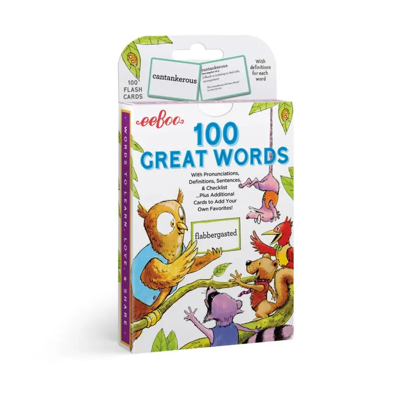 eeBoo 100 Great Words Flash Cards – Illustrated Vocabulary Building Tool