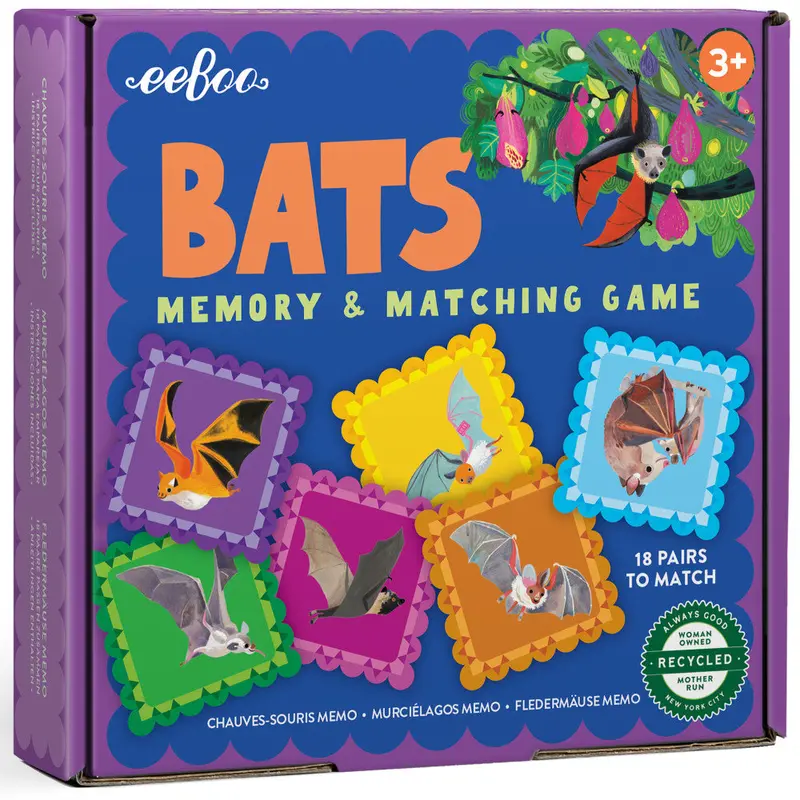 eeBoo Bats Little Square Memory Game – Educational Matching Game for Ages 3+