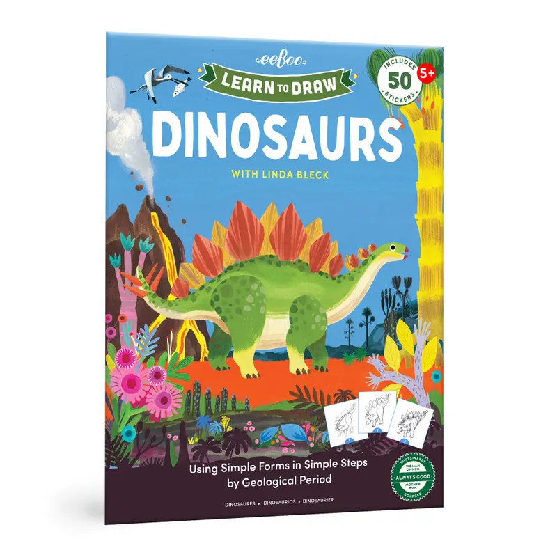 eeBoo Learn to Draw Dinosaurs – Step-by-Step Art Instruction Book