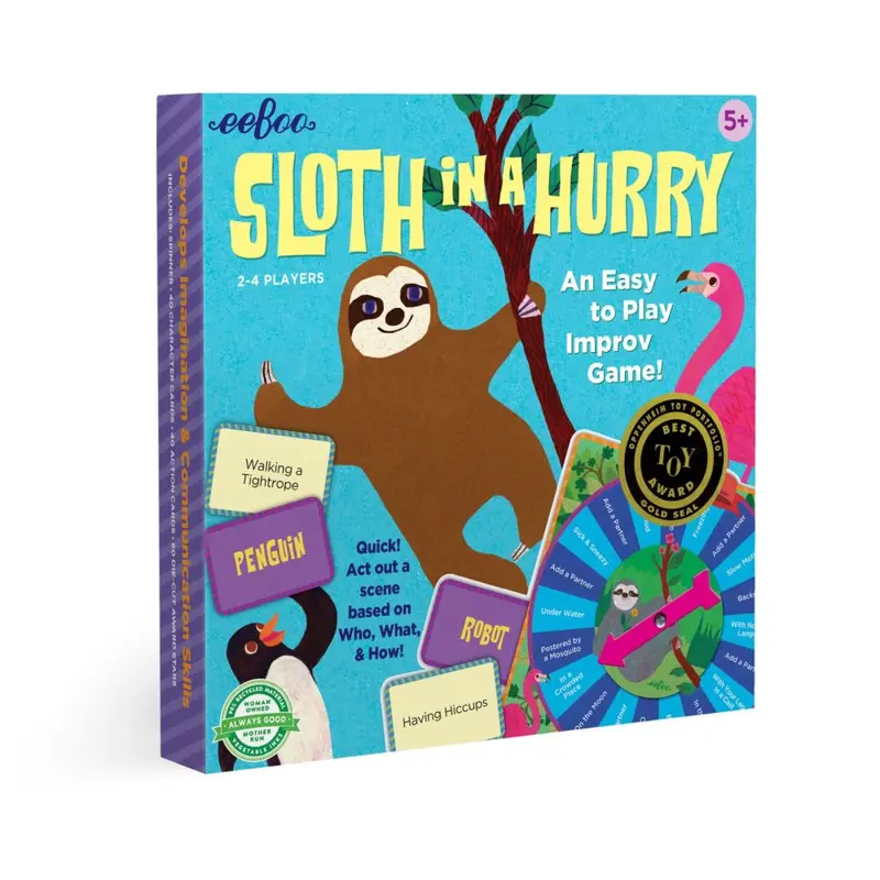 eeBoo Sloth in a Hurry: Quick-Action Improv Party Game