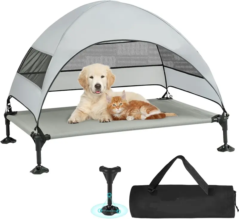 Elevated Portable Dog Bed with Detachable Canopy – Indoor/Outdoor Pet Cot for Shade, Ventilation, and Comfort – Model 2040822
