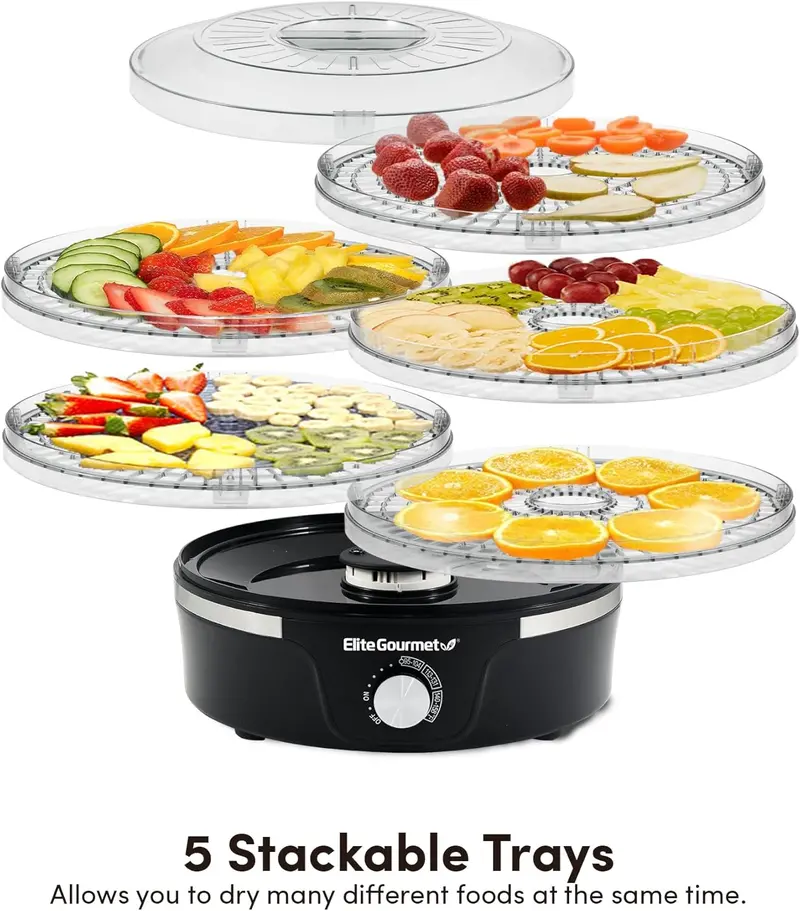 Elite Gourmet Digital Dehydrator – Adjustable Temp Settings & Uniform Heat Distribution for Snacks & Meals 1016437
