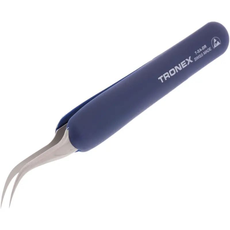 ESD Rubber-Grip Curved Stainless Steel Tweezers – Tronex 7 SS