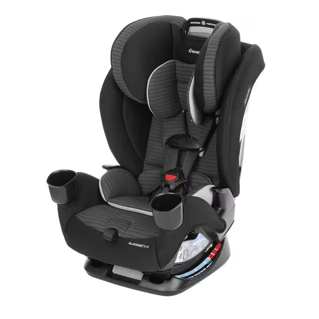 Evenflo All4Stages Slim Convertible Car Seat – All-in-One Rear-Facing, Forward-Facing, High-Back & Backless Booster