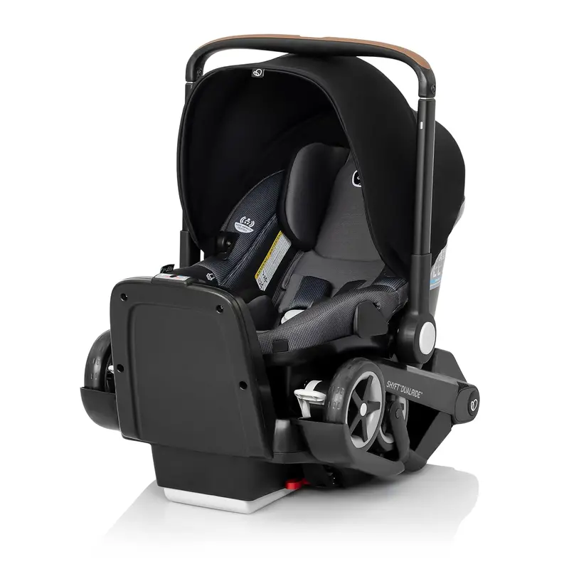 Evenflo Shyft DualRide Infant Car Seat & Stroller Combo – All-in-One Travel System with Carryall Storage, Boone Gray Finish
