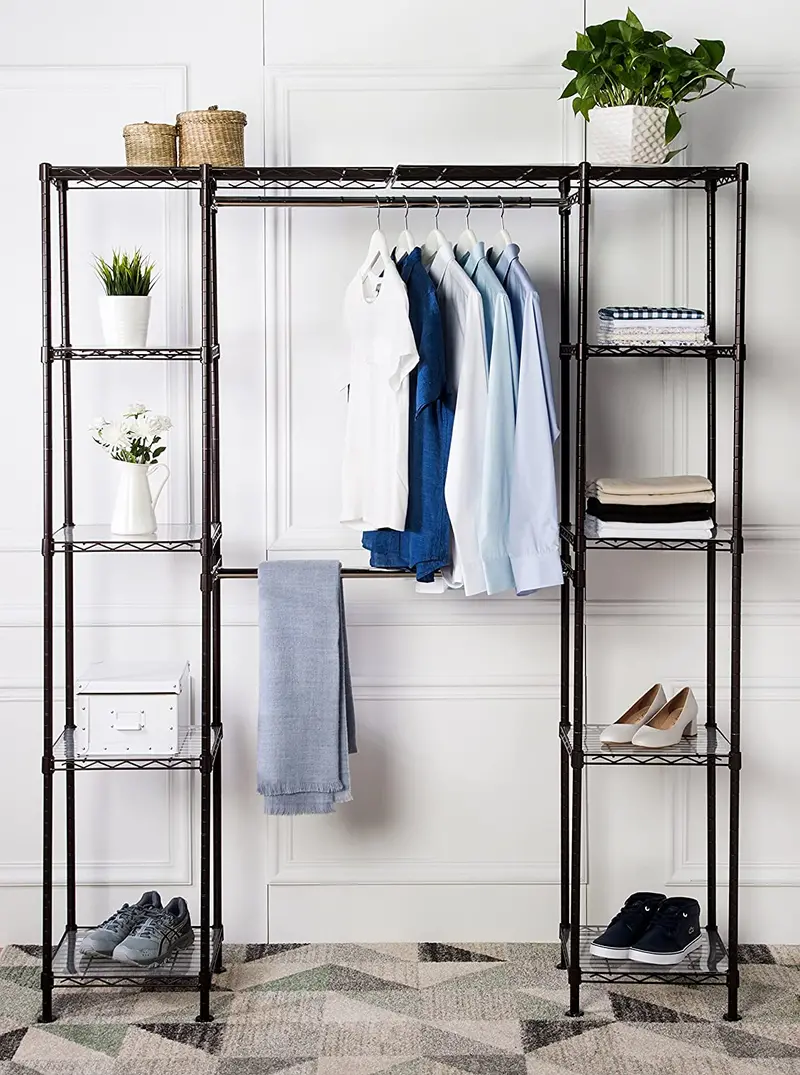 Expandable Metal Wardrobe Closet System with Shelves – Adjustable Hanging Organizer for Clothes and Accessories (SKU: 7251258)