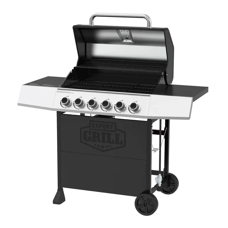 Expert Grill 6-Burner Propane Gas Grill – Freestanding with Heavy-Duty Wheels and Dual-Tone Finish