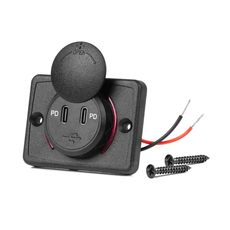 Flush-Mount Dual-Port 12V/24V USB-C and USB-A Charger