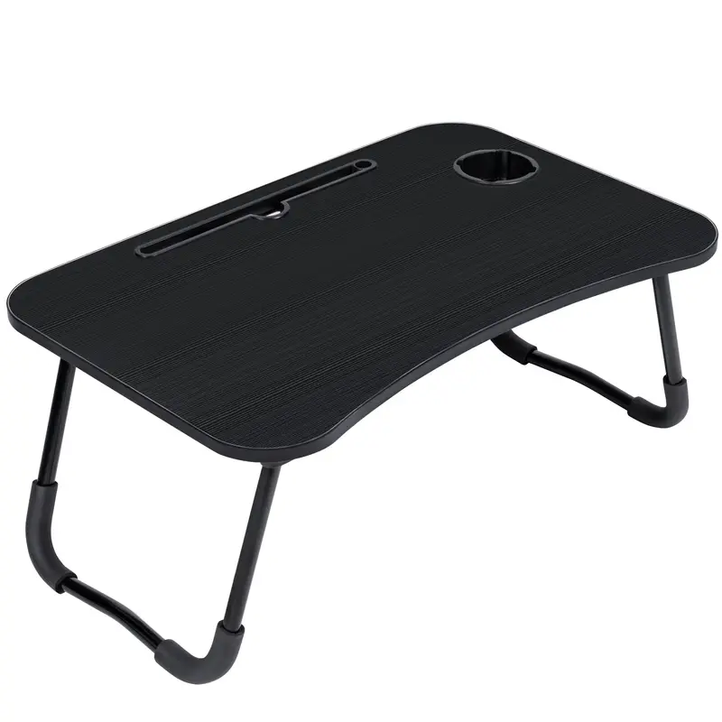 Foldable Laptop Desk for Bed or Sofa – Includes Cup Holder, Steel Frame, Compact Breakfast Tray (AMMBT64)