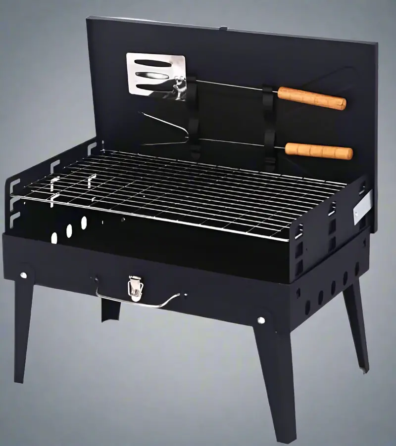 Foldable Portable BBQ Grill – Compact Suitcase-Style Charcoal Grill for Camping, Tailgating, and Travel | Model 127135