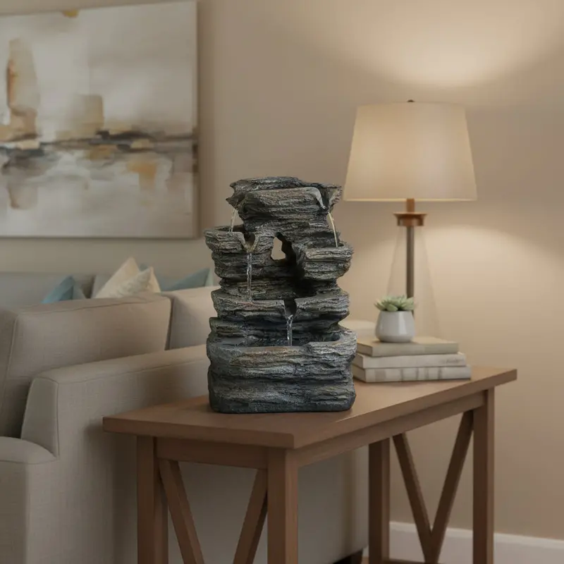 Four-Stream Resin Tabletop Fountain – Indoor Decorative Water Feature with Soothing Flow (Model 190511)