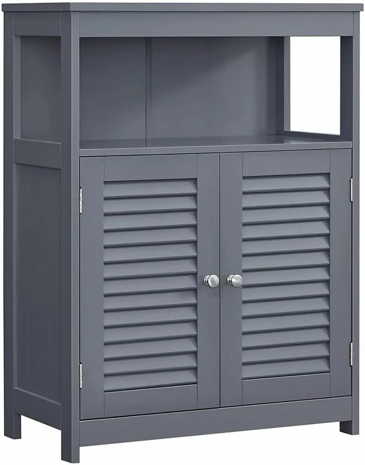 Freestanding Bathroom Floor Cabinet — Double-Shutter Design with Adjustable Interior Shelves (BBC040G01)