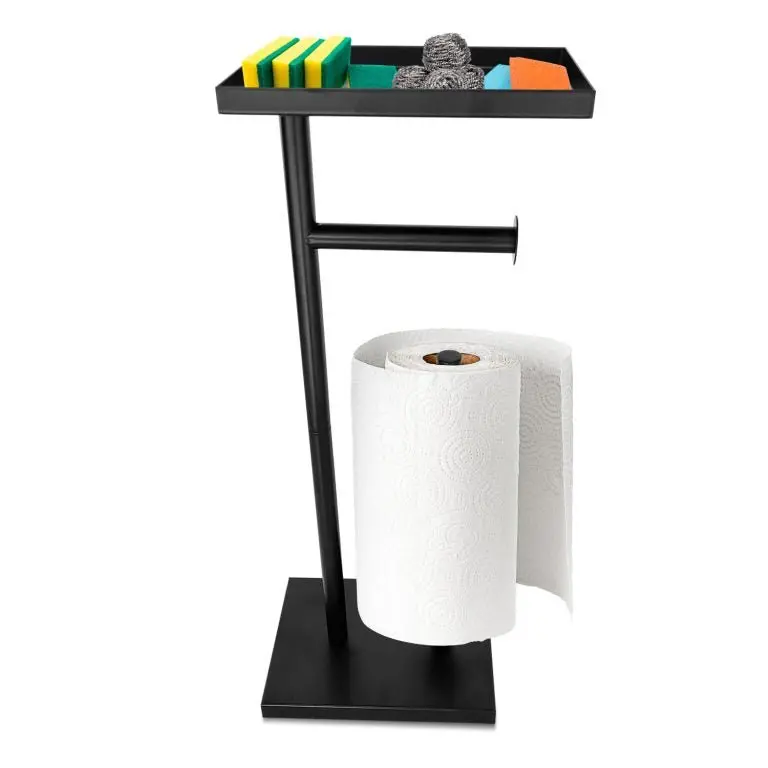 Freestanding Toilet Paper Holder with Integrated Shelf – Modern Bathroom Organizer